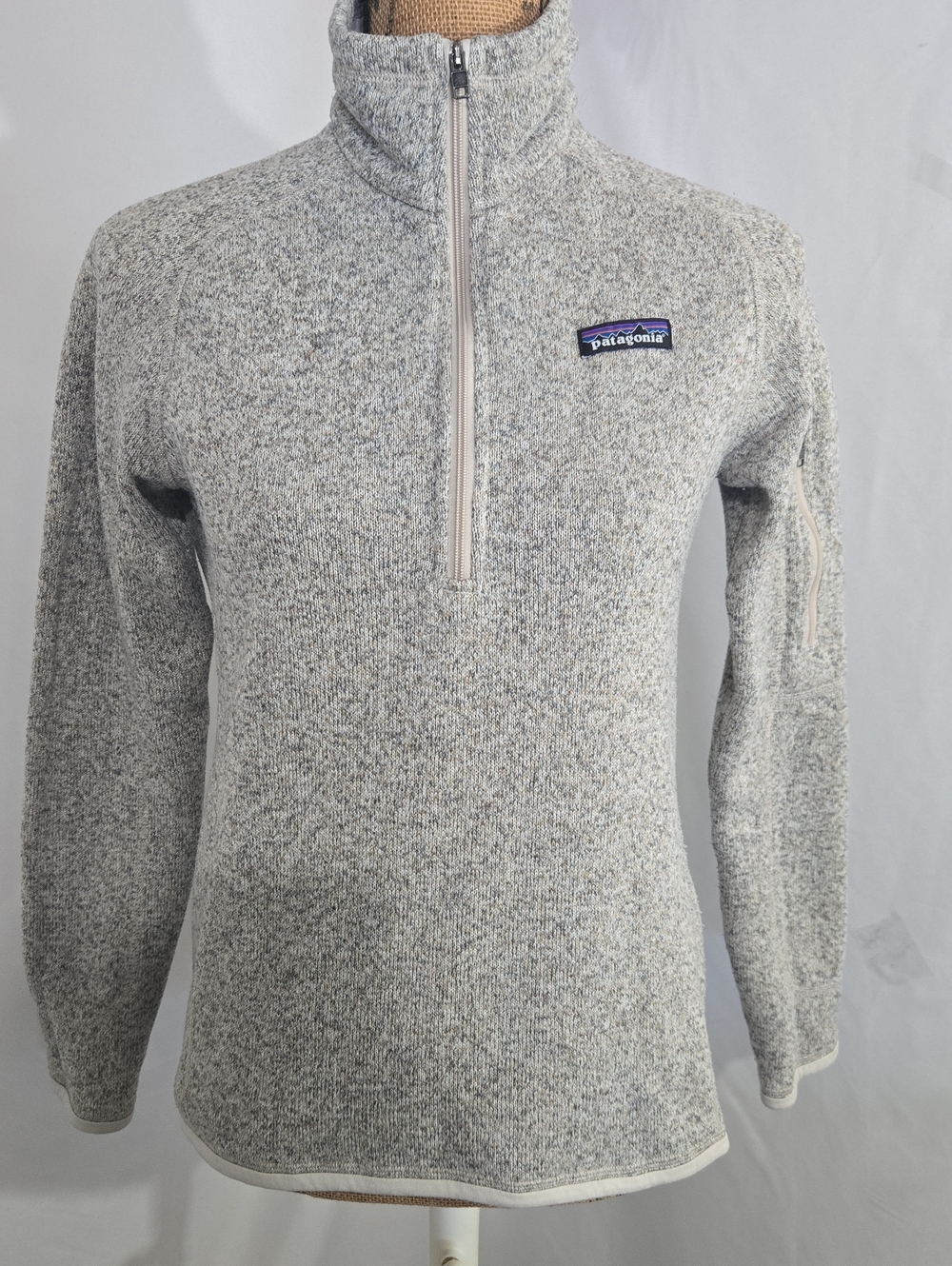 Patagonia Heather Light Gray Quarter-Zip Turtleneck Pullover